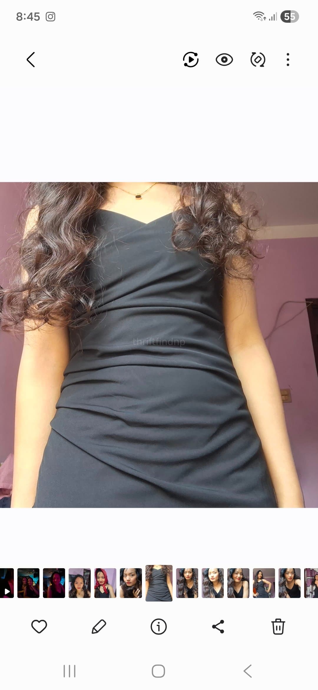 Long black party dress with a slit